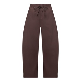 InWear Raven Wide-Leg Trousers in dark brown, mid-rise with elasticated drawstring waistband, wide-leg silhouette and clean hems