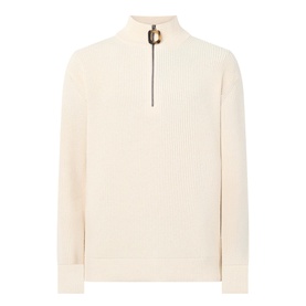 Rib-Knit Half Zip Sweater