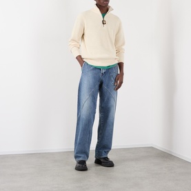 Rib-Knit Half Zip Sweater