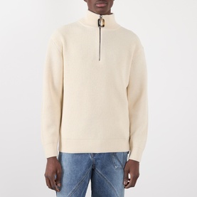 Rib-Knit Half Zip Sweater