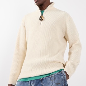 Rib-Knit Half Zip Sweater