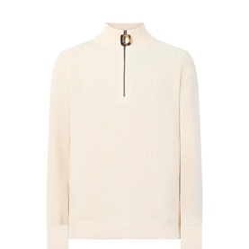 Rib-Knit Half Zip Sweater