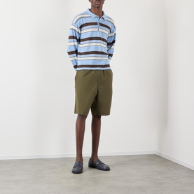 Striped Logo Knitted Polo Sweater