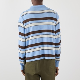 Striped Logo Knitted Polo Sweater