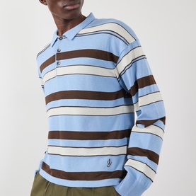 Striped Logo Knitted Polo Sweater