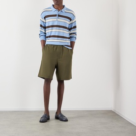 Striped Logo Knitted Polo Sweater