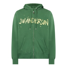 Circular Logo Drawstring Zip Hoodie