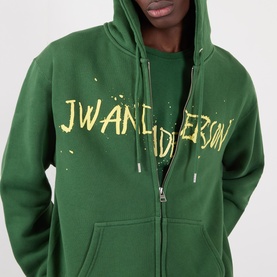 Circular Logo Drawstring Zip Hoodie