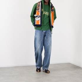 Circular Logo Drawstring Zip Hoodie