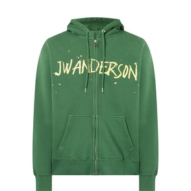 Circular Logo Drawstring Zip Hoodie