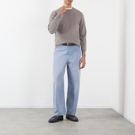 Gabardine Mid-Rise Wide Leg Jeans