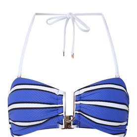U Bar Striped Bandeau Bikini Top