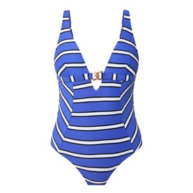 Chain Detail Striped Swimsuit