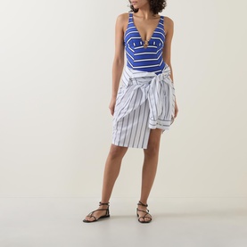 Chain Detail Striped Swimsuit