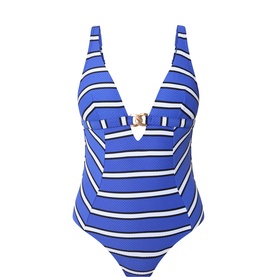 Chain Detail Striped Swimsuit