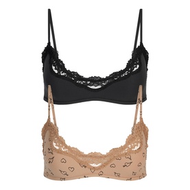 Scoop Bralette 2-Pack Onyx & Sketched Hearts