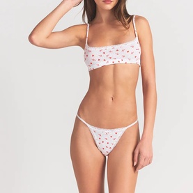 Pointelle Scoop Bralette Snow Arrowed Hearts