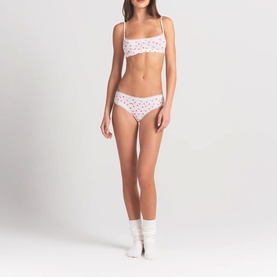 Pointelle Lace Trim Brief Snow Arrowed Hearts