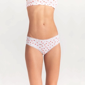 Pointelle Lace Trim Brief Snow Arrowed Hearts