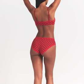 Pointelle Lace Trim Brief Brick Heart Halfdrop