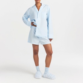 Long Sleeve & Boxer Set Baby Blue Contrast
