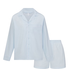 Long Sleeve & Boxer Set Baby Blue Contrast