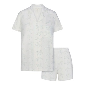 Short Sleep Set Ivory Pearl Bows Print