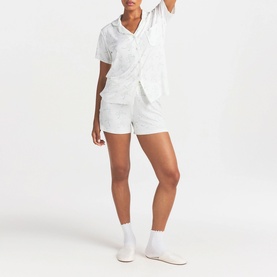 Short Sleep Set Ivory Pearl Bows Print