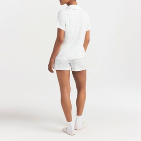 Short Sleep Set Ivory Pearl Bows Print