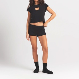 Micro Heart Short Washed Onyx