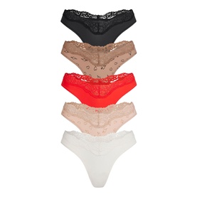 Dipped Thong 5-Pack Sketched Hearts Multi