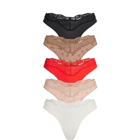 Dipped Thong 5-Pack Sketched Hearts Multi