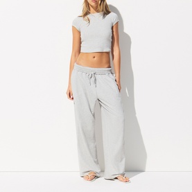 Wide Leg Trousers Light Heather Grey