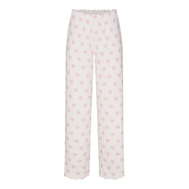 Straight Leg Pants Snow Lace Hearts