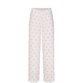 Straight Leg Pants Snow Lace Hearts