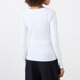 Crest Buttoned Rib Long-Sleeved Top