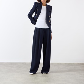 Crest Buttoned Rib Long-Sleeved Top