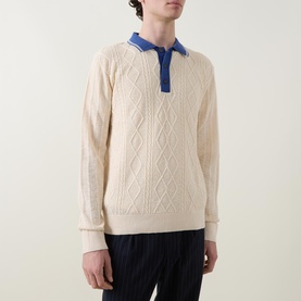 Cable Knit Polo Sweater