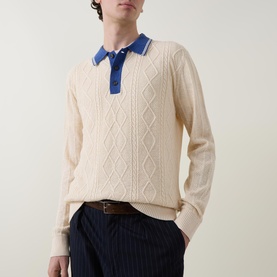 Cable Knit Polo Sweater