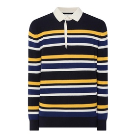 Striped Rib Polo Sweater