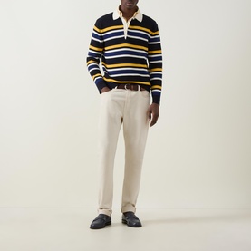 Striped Rib Polo Sweater