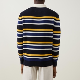 Striped Rib Polo Sweater