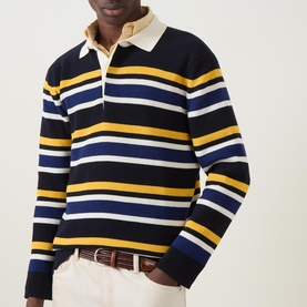 Striped Rib Polo Sweater