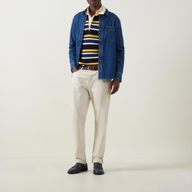 Striped Rib Polo Sweater