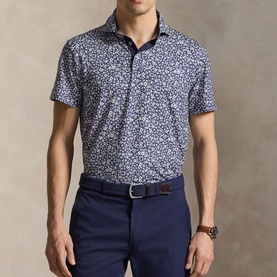 Floral Logo Tailored Golf Performance Polo Shirt