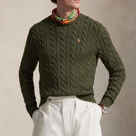 Polo Player Cable Knit Sweater