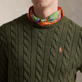 Polo Player Cable Knit Sweater