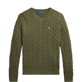 Polo Player Cable Knit Sweater