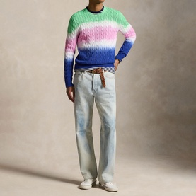 Dip-Dyed Cable Knit Sweater