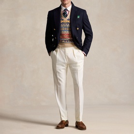 Barathea Pleated Wool Formal Trousers
